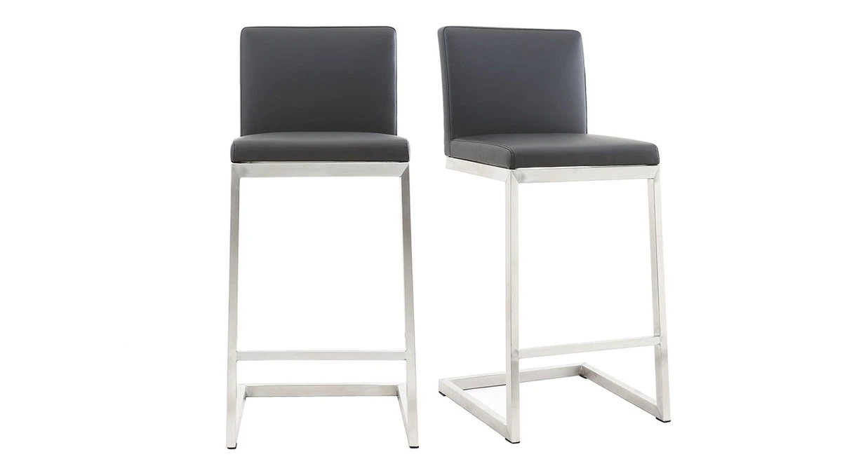 Tabourets De Bar Design Noirs Avec Pieds Métal (lot De 2) STELLAR 3 Tabourets De Bar Design Noirs Avec Pieds Métal (lot De 2) STELLAR