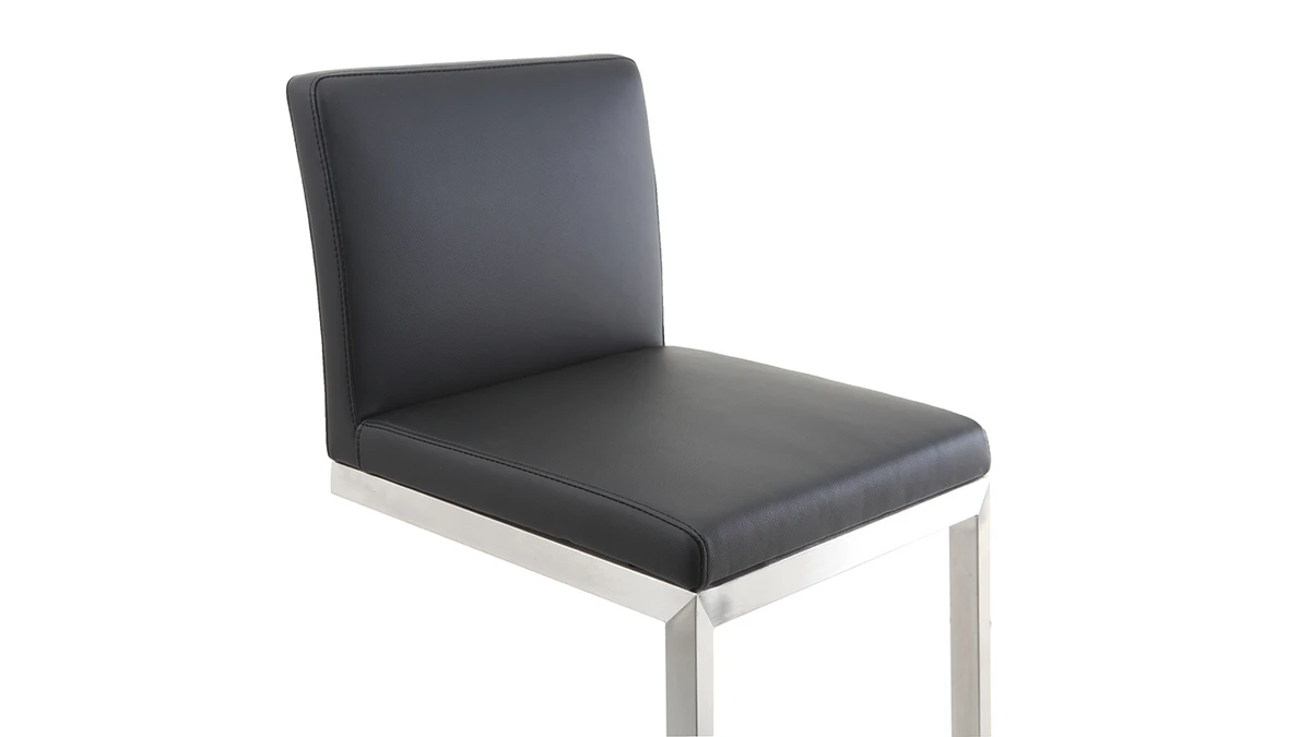 Tabourets De Bar Design Noirs Avec Pieds Métal (lot De 2) STELLAR 8 Tabourets De Bar Design Noirs Avec Pieds Métal (lot De 2) STELLAR – Image 6