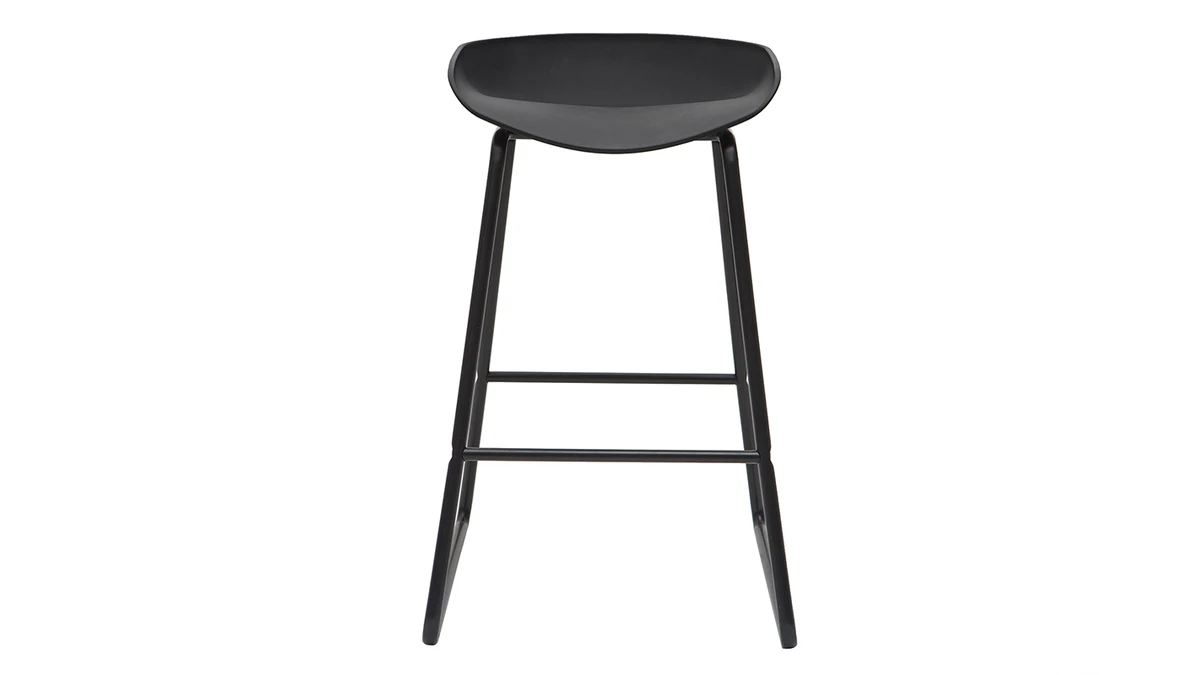 Tabourets De Bar Design Noirs H65 Cm (lot De 2) PEBBLE 4 Tabourets De Bar Design Noirs H65 Cm (lot De 2) PEBBLE – Image 2
