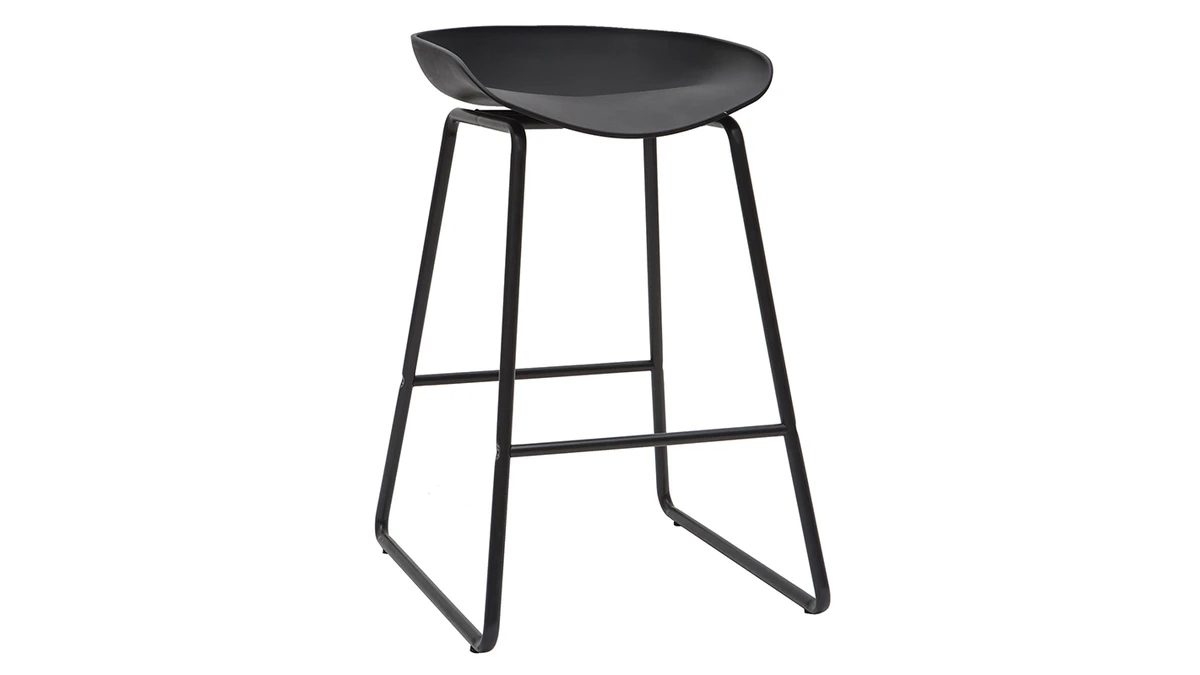 Tabourets De Bar Design Noirs H65 Cm (lot De 2) PEBBLE 5 Tabourets De Bar Design Noirs H65 Cm (lot De 2) PEBBLE – Image 3