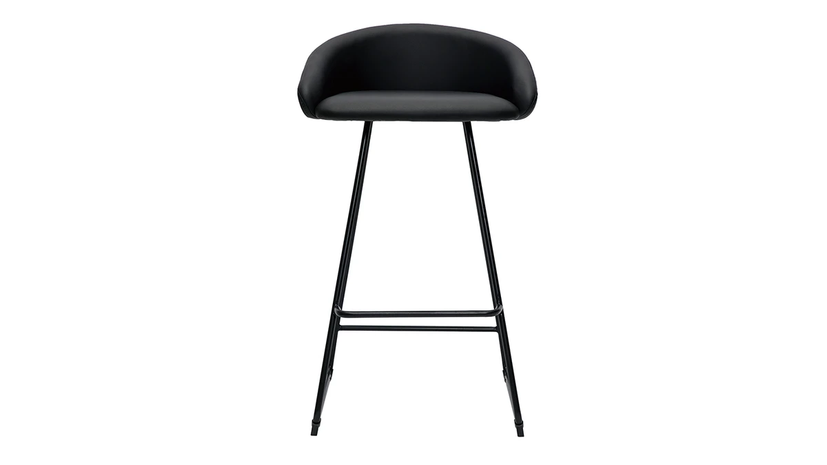 Tabourets De Bar Design Noirs H69 Cm (lot De 2) REYNOLD 4 Tabourets De Bar Design Noirs H69 Cm (lot De 2) REYNOLD – Image 2