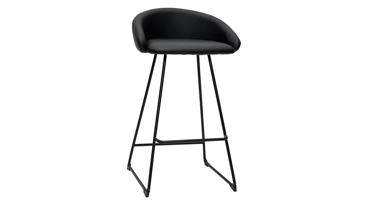 Tabourets De Bar Design Noirs H69 Cm (lot De 2) REYNOLD 5 Tabourets De Bar Design Noirs H69 Cm (lot De 2) REYNOLD – Image 3