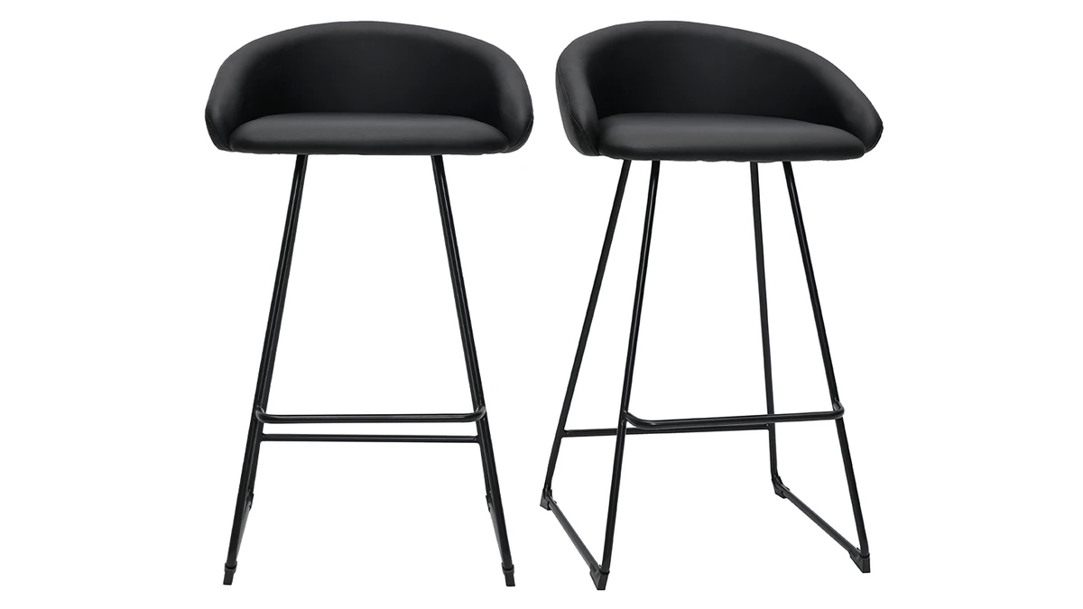 Tabourets De Bar Design Noirs H69 Cm (lot De 2) REYNOLD 3 Tabourets De Bar Design Noirs H69 Cm (lot De 2) REYNOLD