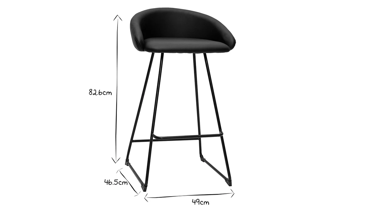 Tabourets De Bar Design Noirs H69 Cm (lot De 2) REYNOLD 9 Tabourets De Bar Design Noirs H69 Cm (lot De 2) REYNOLD – Image 7