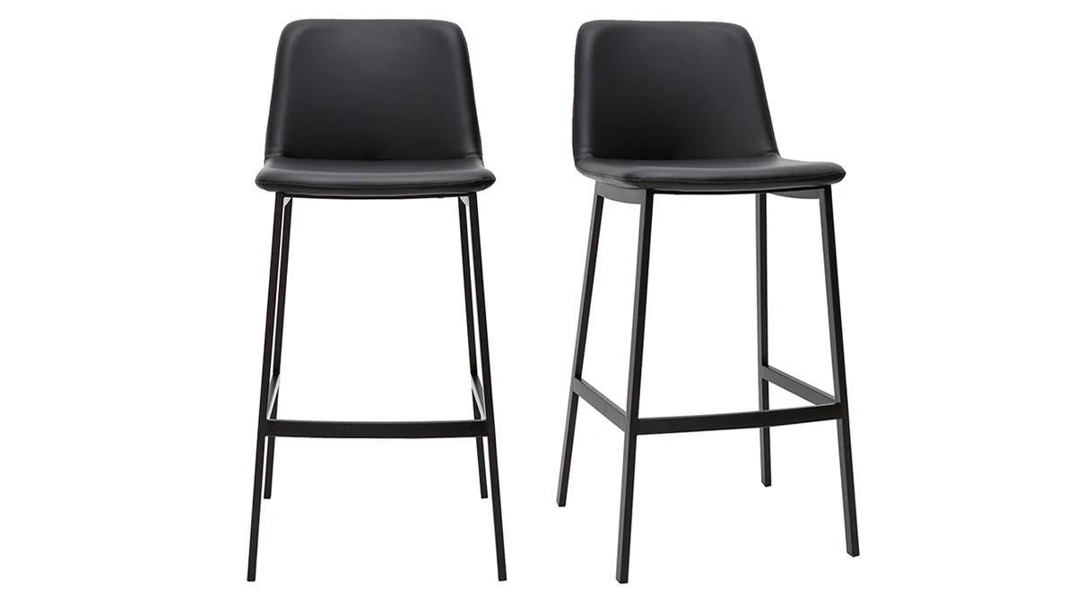 Tabourets De Bar Design Noirs H75 Cm (lot De 2) ARSENE 3 Tabourets De Bar Design Noirs H75 Cm (lot De 2) ARSENE