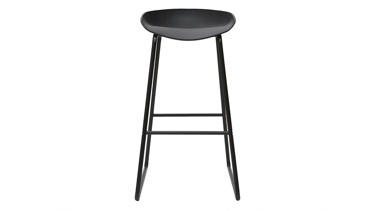 Tabourets De Bar Design Noirs H75 Cm (lot De 2) PEBBLE 4 Tabourets De Bar Design Noirs H75 Cm (lot De 2) PEBBLE – Image 2