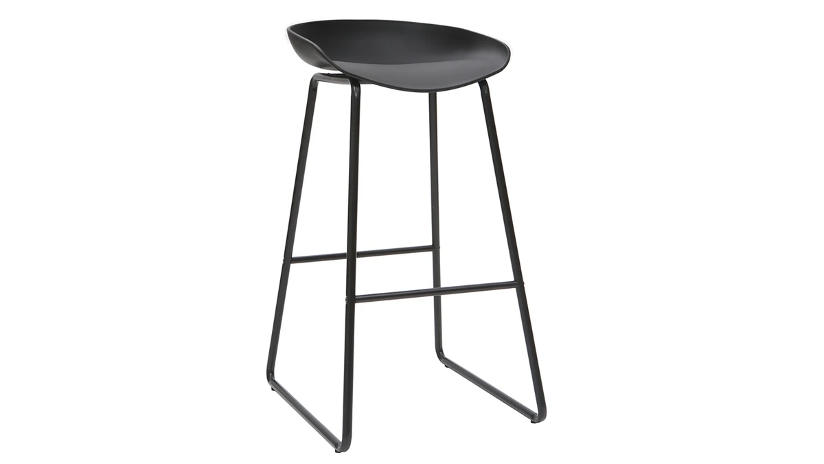 Tabourets De Bar Design Noirs H75 Cm (lot De 2) PEBBLE 5 Tabourets De Bar Design Noirs H75 Cm (lot De 2) PEBBLE – Image 3