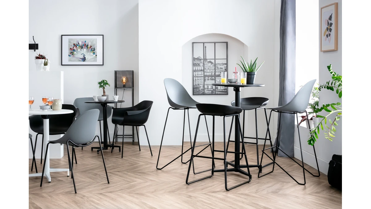 Tabourets De Bar Design Noirs H75 Cm (lot De 2) PEBBLE 9 Tabourets De Bar Design Noirs H75 Cm (lot De 2) PEBBLE – Image 7