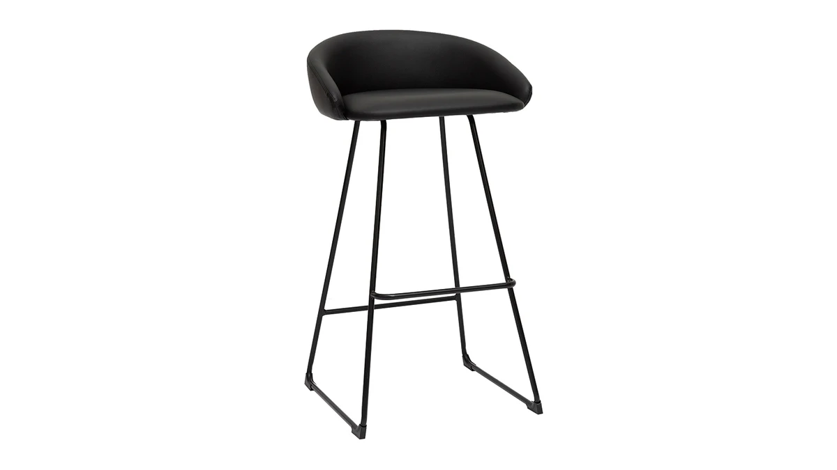 Tabourets De Bar Design Noirs H75 Cm (lot De 2) REYNOLD 5 Tabourets De Bar Design Noirs H75 Cm (lot De 2) REYNOLD – Image 3