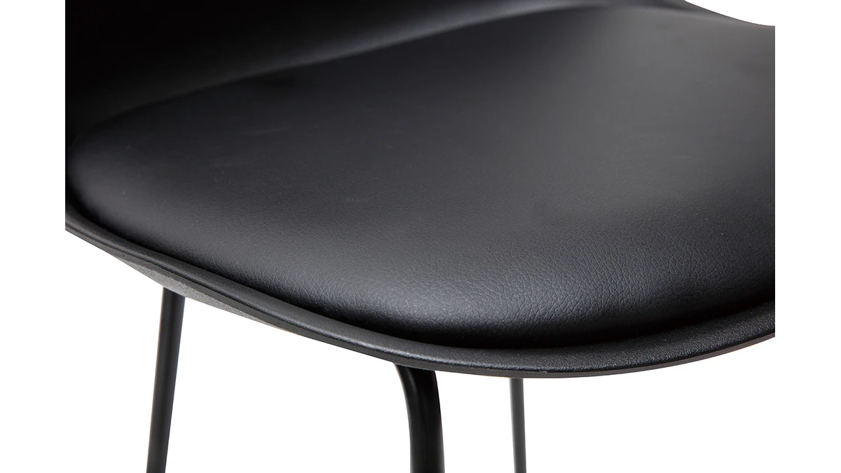 Tabourets De Bar Design Noirs Pieds Métal 65 Cm (lot De 2) FRANZ 7 Tabourets De Bar Design Noirs Pieds Métal 65 Cm (lot De 2) FRANZ – Image 5