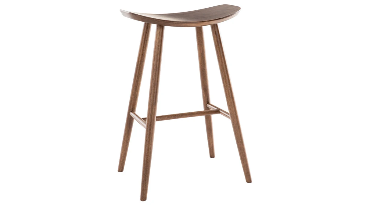 Tabourets De Bar Design Noyer H72 Cm (lot De 2) DEMORY 5 Tabourets De Bar Design Noyer H72 Cm (lot De 2) DEMORY – Image 3