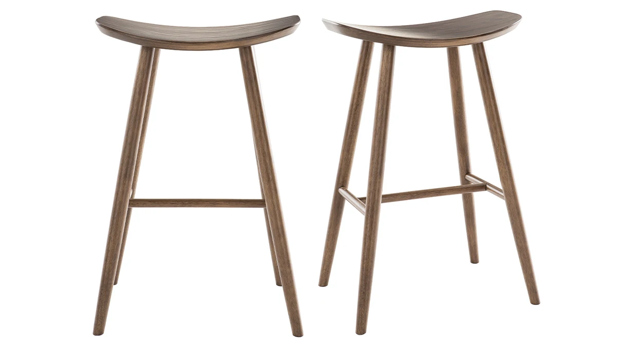 Tabourets De Bar Design Noyer H72 Cm (lot De 2) DEMORY 3 Tabourets De Bar Design Noyer H72 Cm (lot De 2) DEMORY