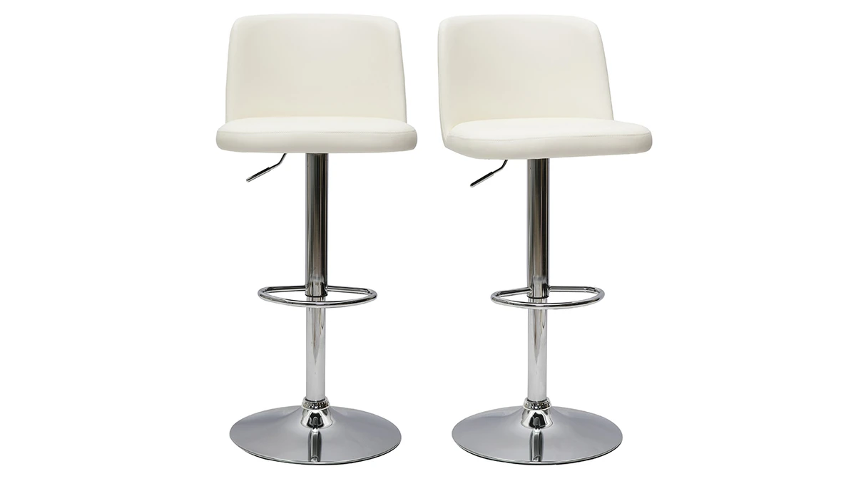Tabourets De Bar Design Réglables Blancs (lot De 2) MONTI 3 Tabourets De Bar Design Réglables Blancs (lot De 2) MONTI