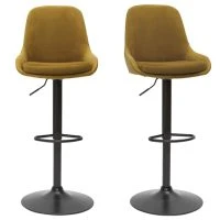 Tabourets De Bar Design Réglables Velours Bronze (lot De 2) HOLO