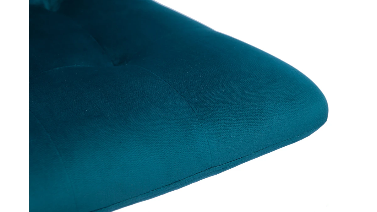 Tabourets De Bar Design Réglables Velours Gaufré Bleu Pétrole (lot De 2) ESCAPE 8 Tabourets De Bar Design Réglables Velours Gaufré Bleu Pétrole (lot De 2) ESCAPE – Image 6