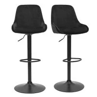 Tabourets De Bar Design Réglables Velours Noir (lot De 2) HOLO