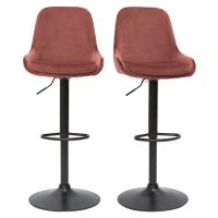 Tabourets De Bar Design Réglables Velours Rouge Tomette (lot De 2) HOLO