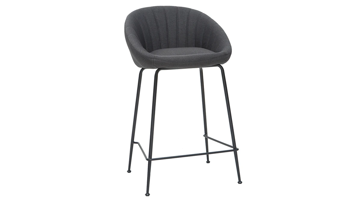 Tabourets De Bar Design Tissu Gris Foncé 65 Cm (lot De 2) SHERU 5 Tabourets De Bar Design Tissu Gris Foncé 65 Cm (lot De 2) SHERU – Image 3