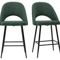 Tabourets De Bar En Tissu Effet Velours Texturé Vert H65 Cm (lot De 2) COSETTE