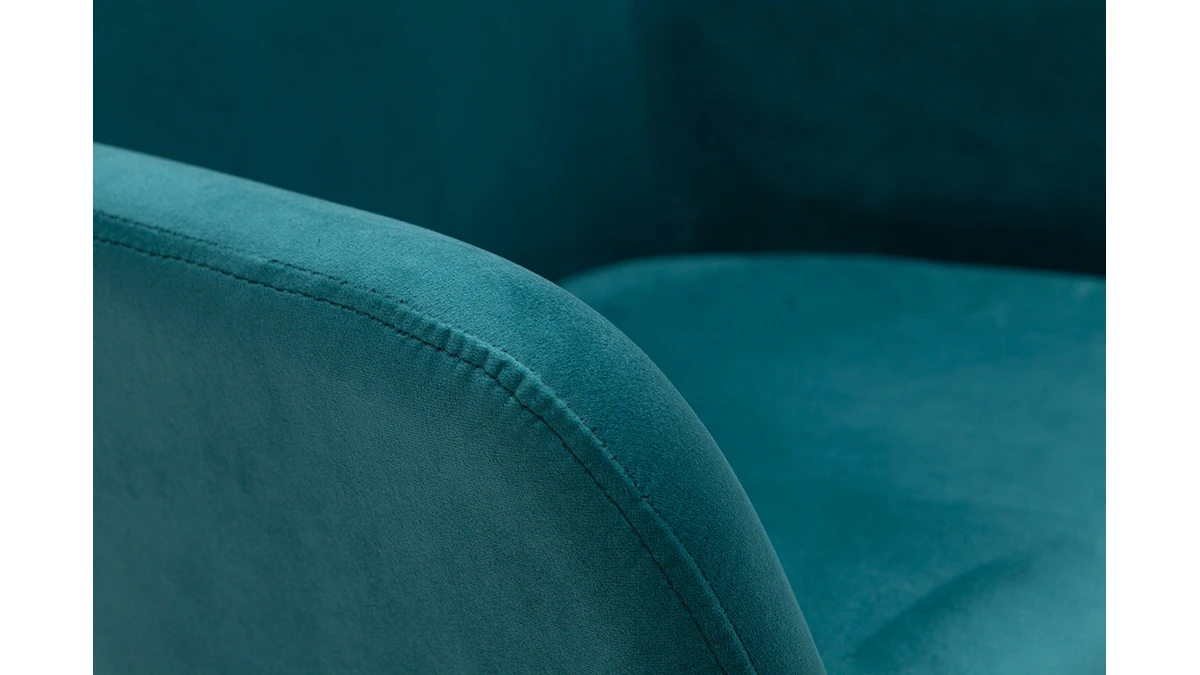 Tabourets De Bar En Velours Bleu Pétrole H65 Cm (lot De 2) AMIKA 8 Tabourets De Bar En Velours Bleu Pétrole H65 Cm (lot De 2) AMIKA – Image 6