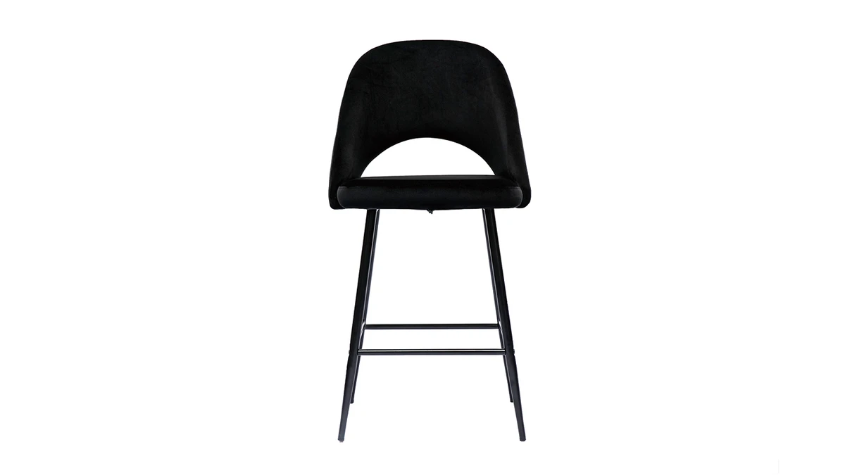 Tabourets De Bar En Velours Noir Et Métal H65 Cm (lot De 2) COSETTE 4 Tabourets De Bar En Velours Noir Et Métal H65 Cm (lot De 2) COSETTE – Image 2