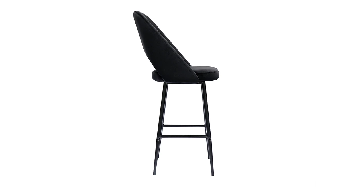 Tabourets De Bar En Velours Noir Et Métal H65 Cm (lot De 2) COSETTE 6 Tabourets De Bar En Velours Noir Et Métal H65 Cm (lot De 2) COSETTE – Image 4