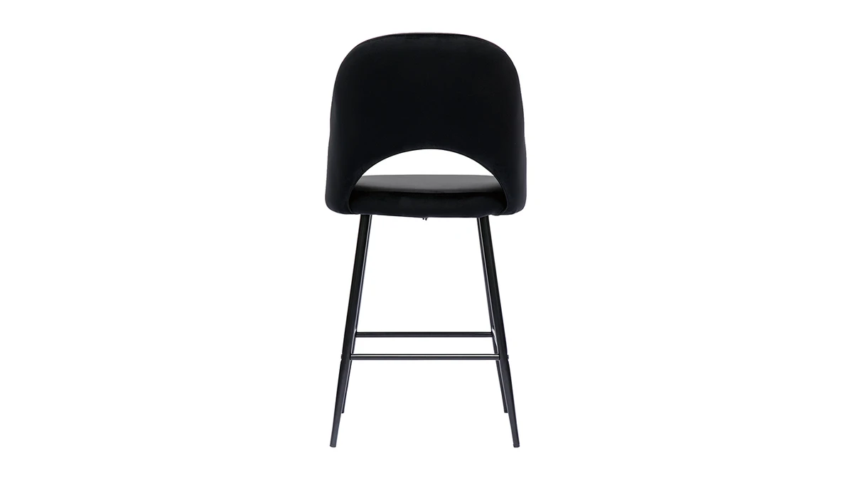Tabourets De Bar En Velours Noir Et Métal H65 Cm (lot De 2) COSETTE 7 Tabourets De Bar En Velours Noir Et Métal H65 Cm (lot De 2) COSETTE – Image 5