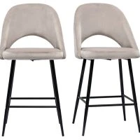 Tabourets De Bar En Velours Taupe Et Métal H65 Cm (lot De 2) COSETTE