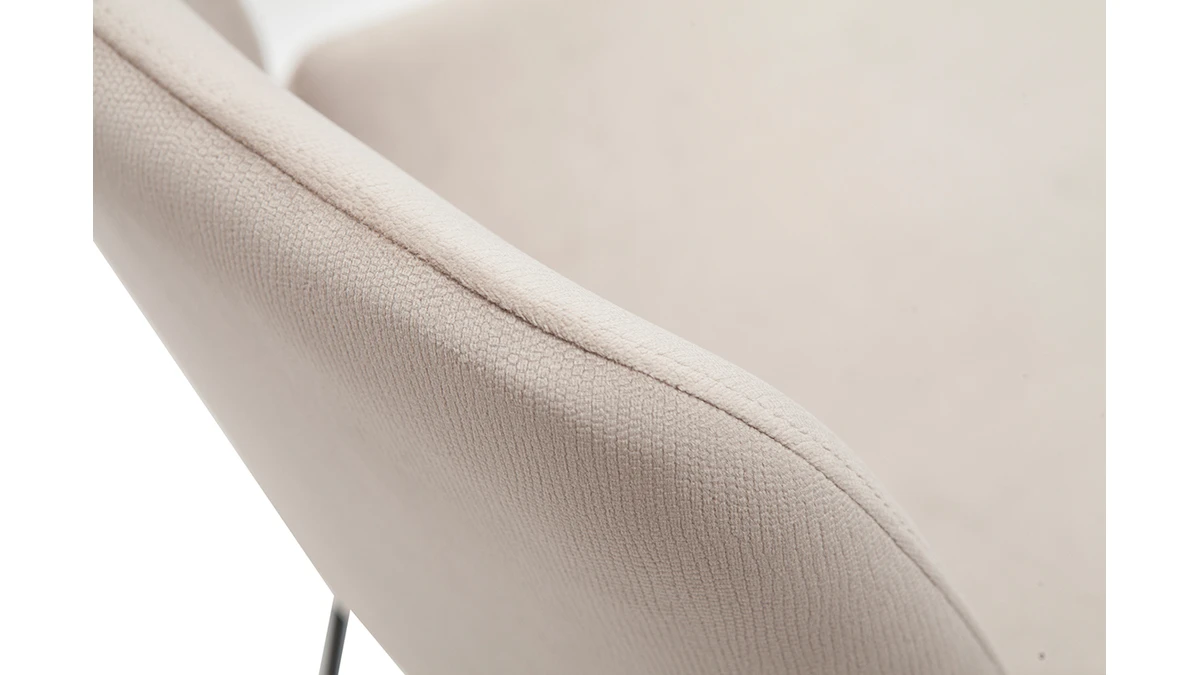 Tabourets De Bar Fixes En Tissu Velours Taupe Pieds Métal Noir H65 (lot De 2) KAOLY 8 Tabourets De Bar Fixes En Tissu Velours Taupe Pieds Métal Noir H65 (lot De 2) KAOLY – Image 6