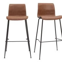 Tabourets De Bar Fixes Marron Aspect Vieilli Et Métal Noir H75 (lot De 2) HAROLD