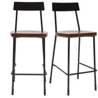 Tabourets De Bar Industriels Métal Et Bois 65 Cm (lot De 2) OUDIN