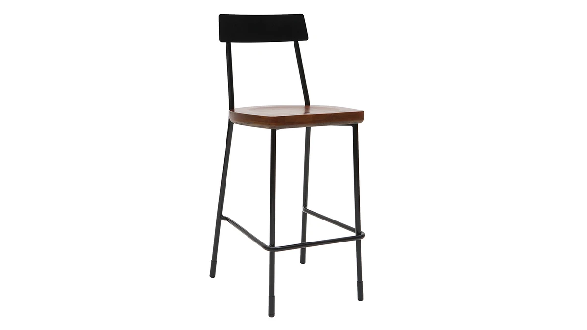 Tabourets De Bar Industriels Métal Et Bois 65 Cm (lot De 2) OUDIN 5 Tabourets De Bar Industriels Métal Et Bois 65 Cm (lot De 2) OUDIN – Image 3