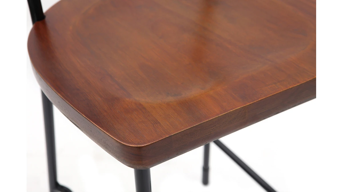 Tabourets De Bar Industriels Métal Et Bois 65 Cm (lot De 2) OUDIN 8 Tabourets De Bar Industriels Métal Et Bois 65 Cm (lot De 2) OUDIN – Image 6