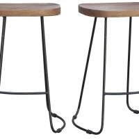 Tabourets De Bar Manguier Massif Et Métal 65 Cm (lot De 2) RUNKO