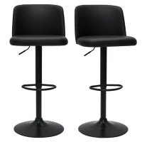 Tabourets De Bar Réglables En Polyuréthane Noir Et Métal Noir (lot De 2) MONTI