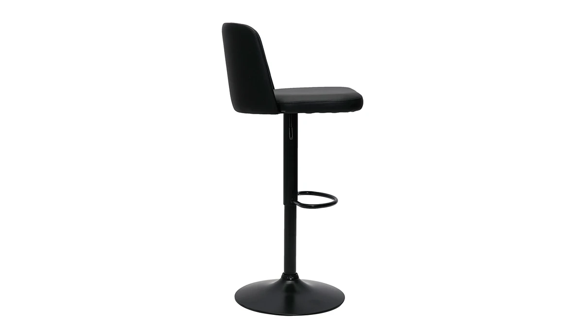 Tabourets De Bar Réglables En Polyuréthane Noir Et Métal Noir (lot De 2) MONTI 6 Tabourets De Bar Réglables En Polyuréthane Noir Et Métal Noir (lot De 2) MONTI – Image 4