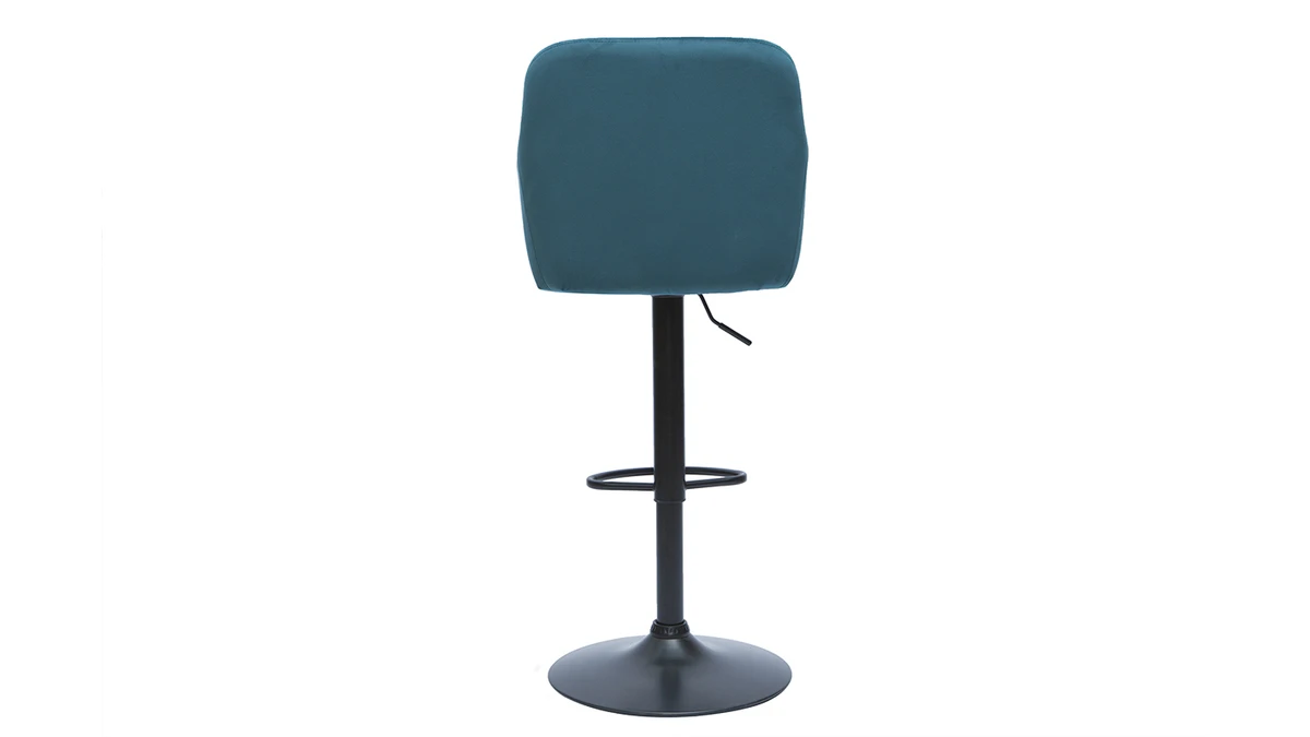Tabourets De Bar Réglables En Tissu Velours Bleu Pétrole Et Métal Noir (lot De 2) AMIKA 7 Tabourets De Bar Réglables En Tissu Velours Bleu Pétrole Et Métal Noir (lot De 2) AMIKA – Image 5