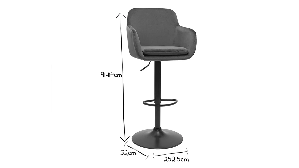 Tabourets De Bar Réglables En Tissu Velours Bleu Pétrole Et Métal Noir (lot De 2) AMIKA 9 Tabourets De Bar Réglables En Tissu Velours Bleu Pétrole Et Métal Noir (lot De 2) AMIKA – Image 7