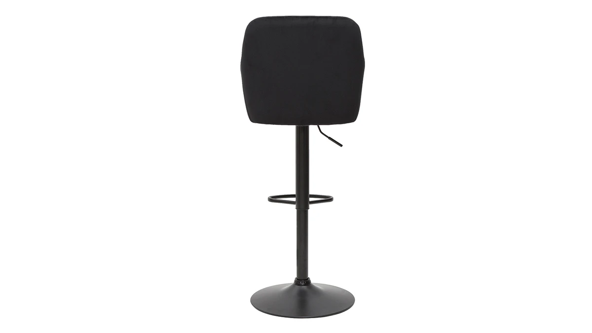 Tabourets De Bar Réglables En Velours Noir Et Métal (lot De 2) AMIKA 7 Tabourets De Bar Réglables En Velours Noir Et Métal (lot De 2) AMIKA – Image 5