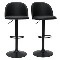 Tabourets De Bar Réglables Polyuréthane Noir Et Métal Noir (lot De 2) CELESTE