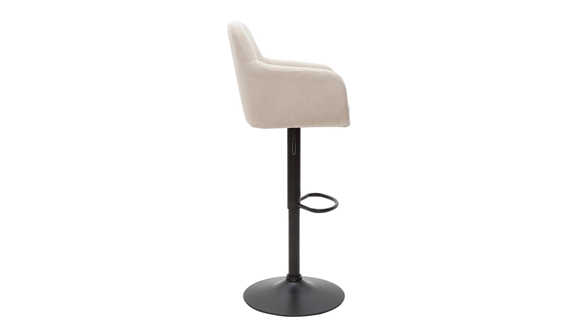 Tabourets De Bar Réglables Tissu Effet Velours Beige Et Métal (lot De 2) AMIKA 6 Tabourets De Bar Réglables Tissu Effet Velours Beige Et Métal (lot De 2) AMIKA – Image 4