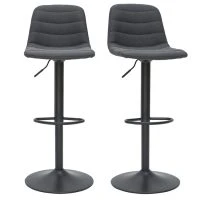 Tabourets De Bar Réglables Tissu Et Métal Gris Foncé (lot De 2) SAURY