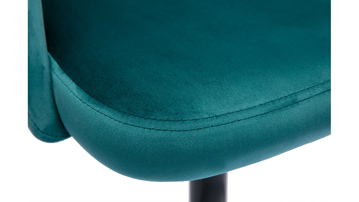 Tabourets De Bar Relevables En Velours Bleu Pétrole Et Métal Noir (lot De 2) COSETTE 8 Tabourets De Bar Relevables En Velours Bleu Pétrole Et Métal Noir (lot De 2) COSETTE – Image 6