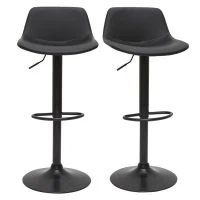 Tabourets De Bar Relevables Polyuréthane Et Métal Noir (lot De 2) NONIE