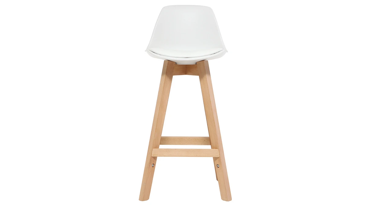 Tabourets De Bar Scandinaves Blanc Et Bois 65 Cm (lot De 2) MINI PAULINE 4 Tabourets De Bar Scandinaves Blanc Et Bois 65 Cm (lot De 2) MINI PAULINE – Image 2