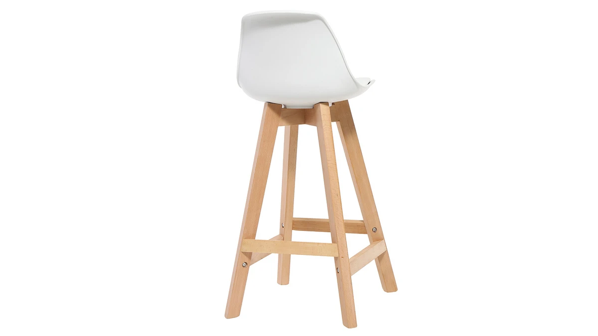 Tabourets De Bar Scandinaves Blanc Et Bois 65 Cm (lot De 2) MINI PAULINE 6 Tabourets De Bar Scandinaves Blanc Et Bois 65 Cm (lot De 2) MINI PAULINE – Image 4