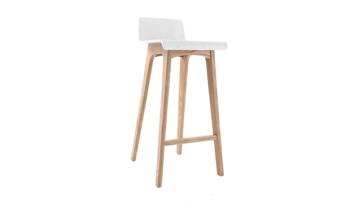 Tabourets De Bar Scandinaves Blancs Et Bois Clair H75 Cm (lot De 2) BALTIK 5 Tabourets De Bar Scandinaves Blancs Et Bois Clair H75 Cm (lot De 2) BALTIK – Image 3