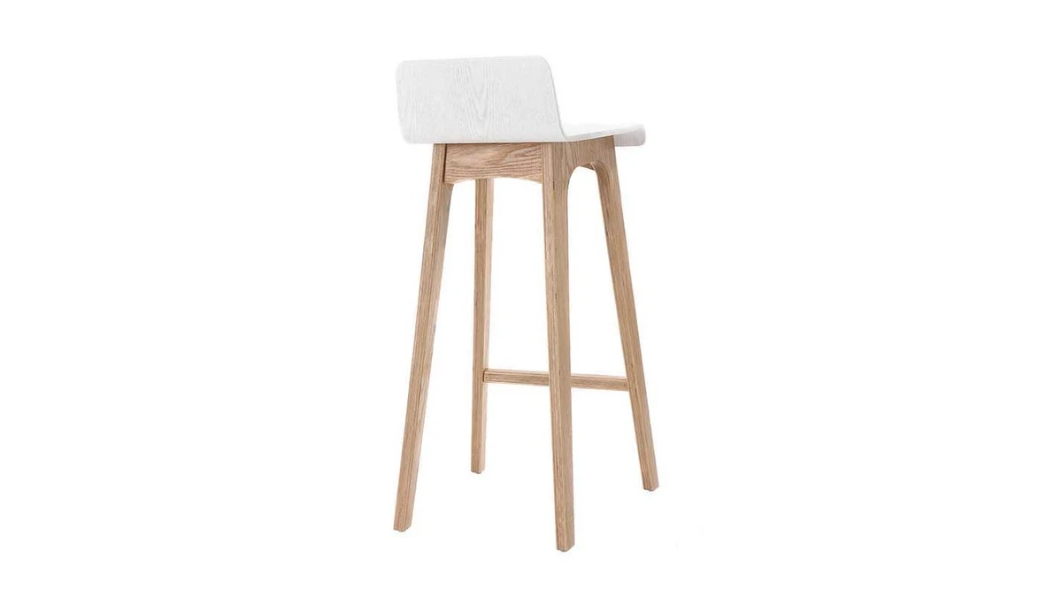 Tabourets De Bar Scandinaves Blancs Et Bois Clair H75 Cm (lot De 2) BALTIK 6 Tabourets De Bar Scandinaves Blancs Et Bois Clair H75 Cm (lot De 2) BALTIK – Image 4