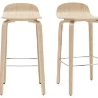 Tabourets De Bar Scandinaves Bois Chêne H68 Cm (lot De 2) OBRA