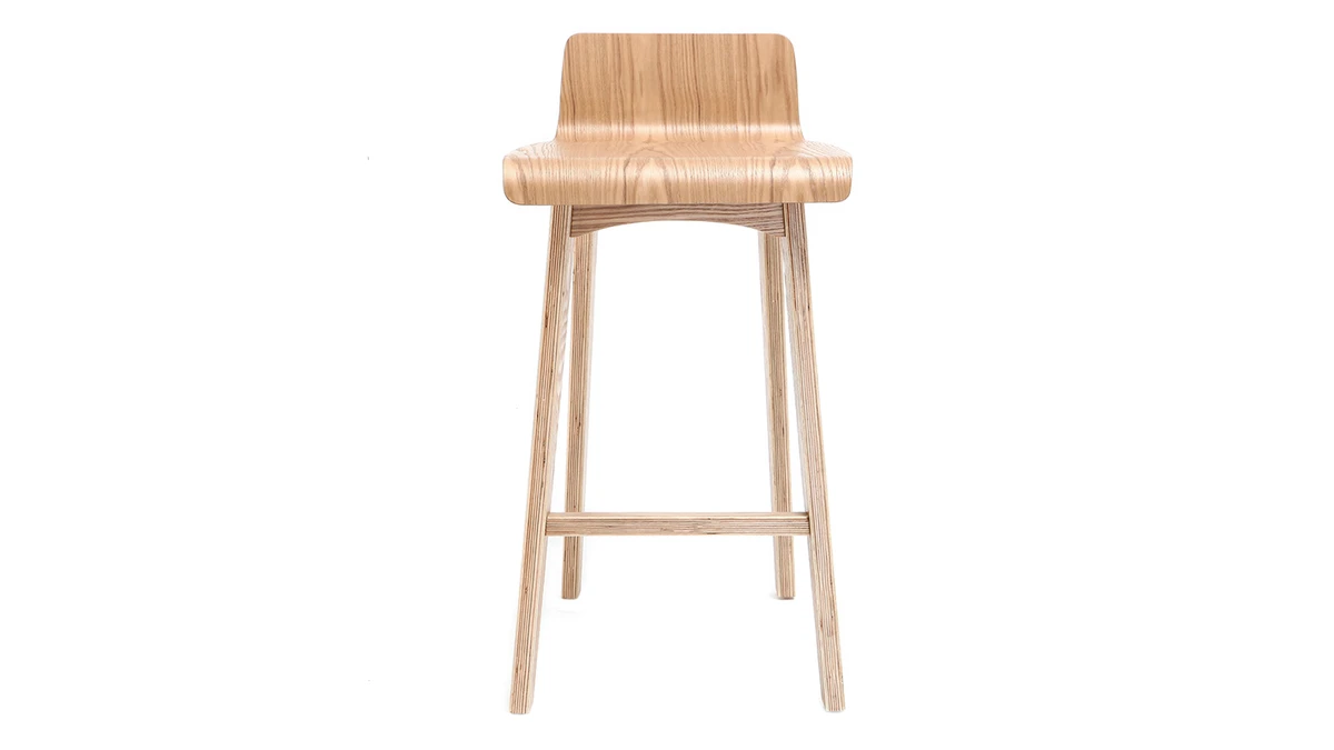 Tabourets De Bar Scandinaves Bois Clair H65 Cm (lot De 2) BALTIK 4 Tabourets De Bar Scandinaves Bois Clair H65 Cm (lot De 2) BALTIK – Image 2
